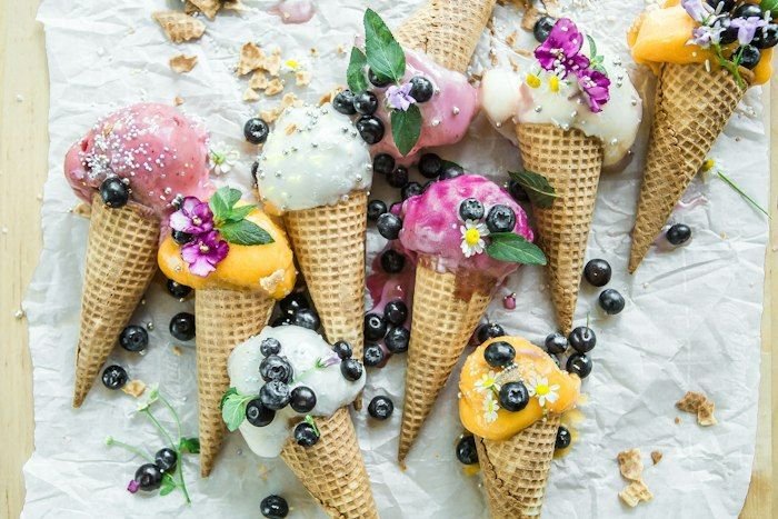 Conos de helado en la heladería de Maransuá